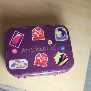 American Girl Purple Kids Doll Travel Suitcase Luggage Bag with Stickers Retired
